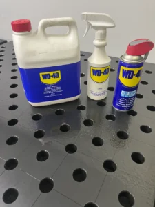 WD-40 used to clean a welding table
